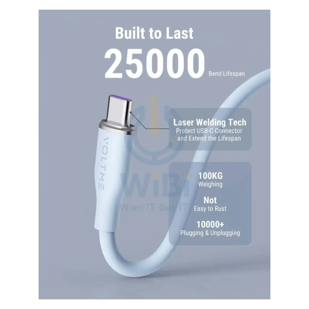VOLTME Powerlink Moss Liquid Silicon Cable - 1 Meter / 100W / USB-C / Emarker Blue Accessories > Cables & Converters >