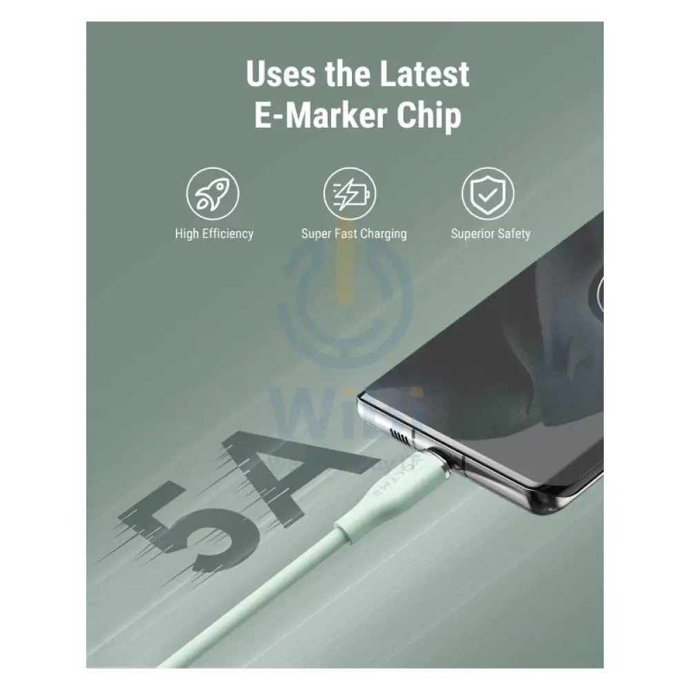 VOLTME Powerlink Moss Liquid Silicon Cable - 1 Meter / 100W / USB-C / Emarker Green Accessories > Cables & Converters >