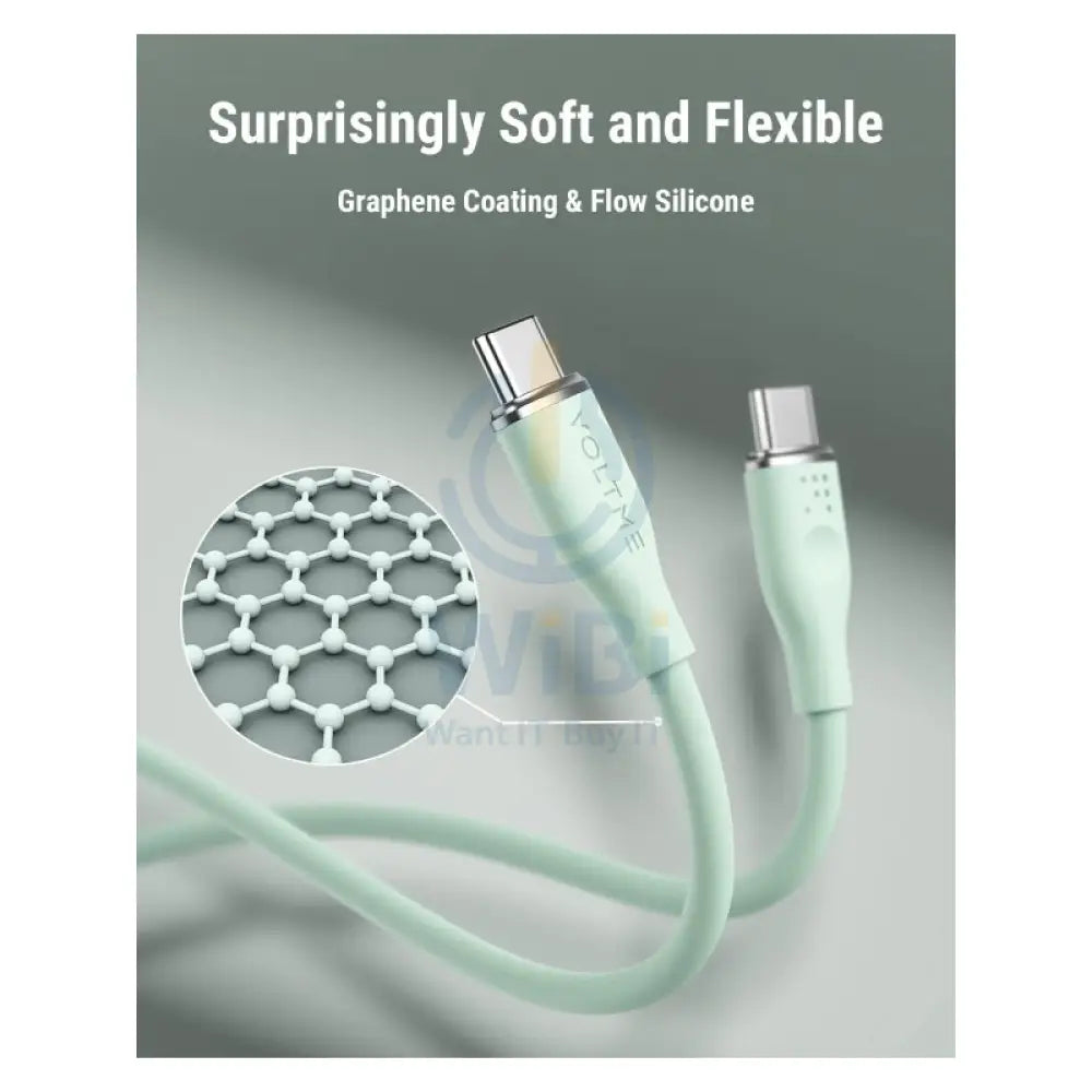 VOLTME Powerlink Moss Liquid Silicon Cable - 1 Meter / 100W / USB-C / Emarker Green Accessories > Cables & Converters >