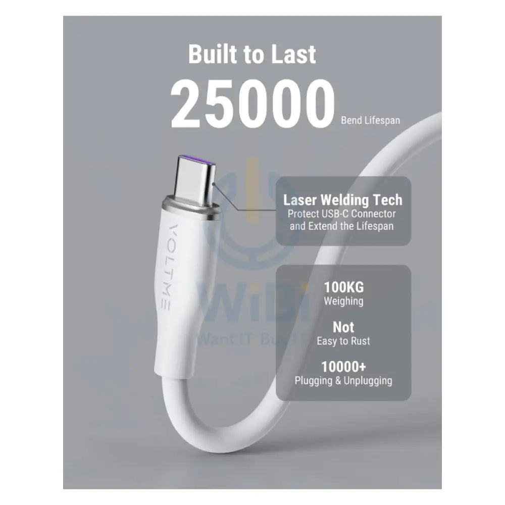VOLTME Powerlink Moss Liquid Silicon Cable - 1 Meter / 100W / USB-C / Emarker White Accessories > Cables & Converters >
