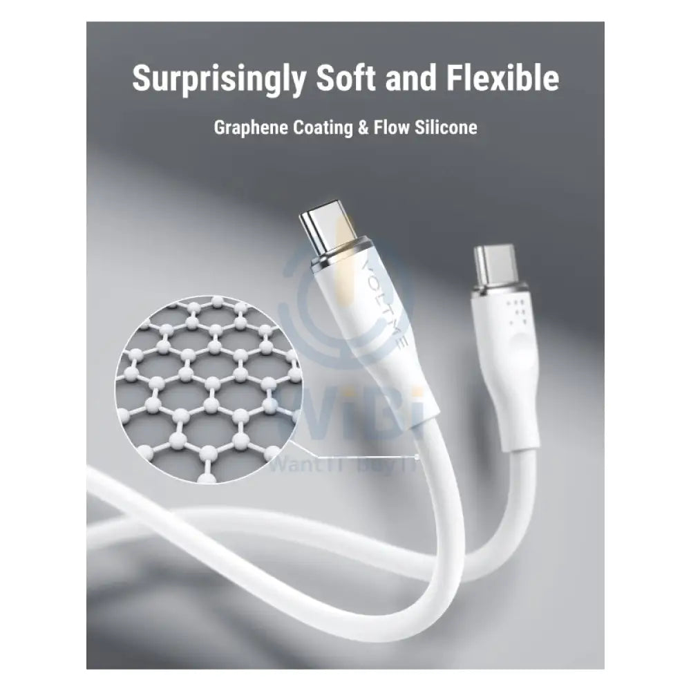 VOLTME Powerlink Moss Liquid Silicon Cable - 1 Meter / 100W / USB-C / Emarker White Accessories > Cables & Converters >