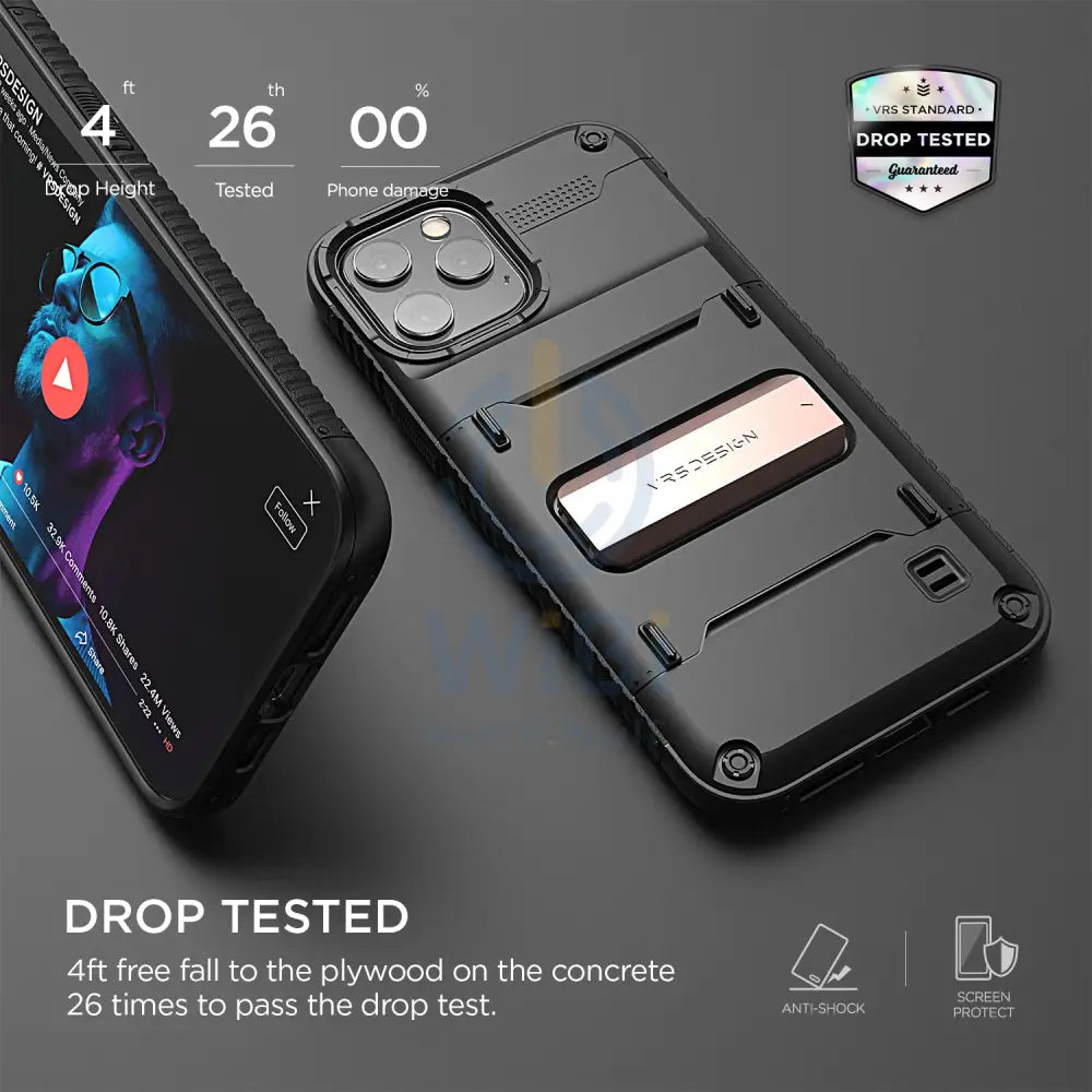 VRS Design iPhone 12 / iPhone 12 Pro Quickstand Case - Black/Bronze Accessories > Mobiles & Tablets