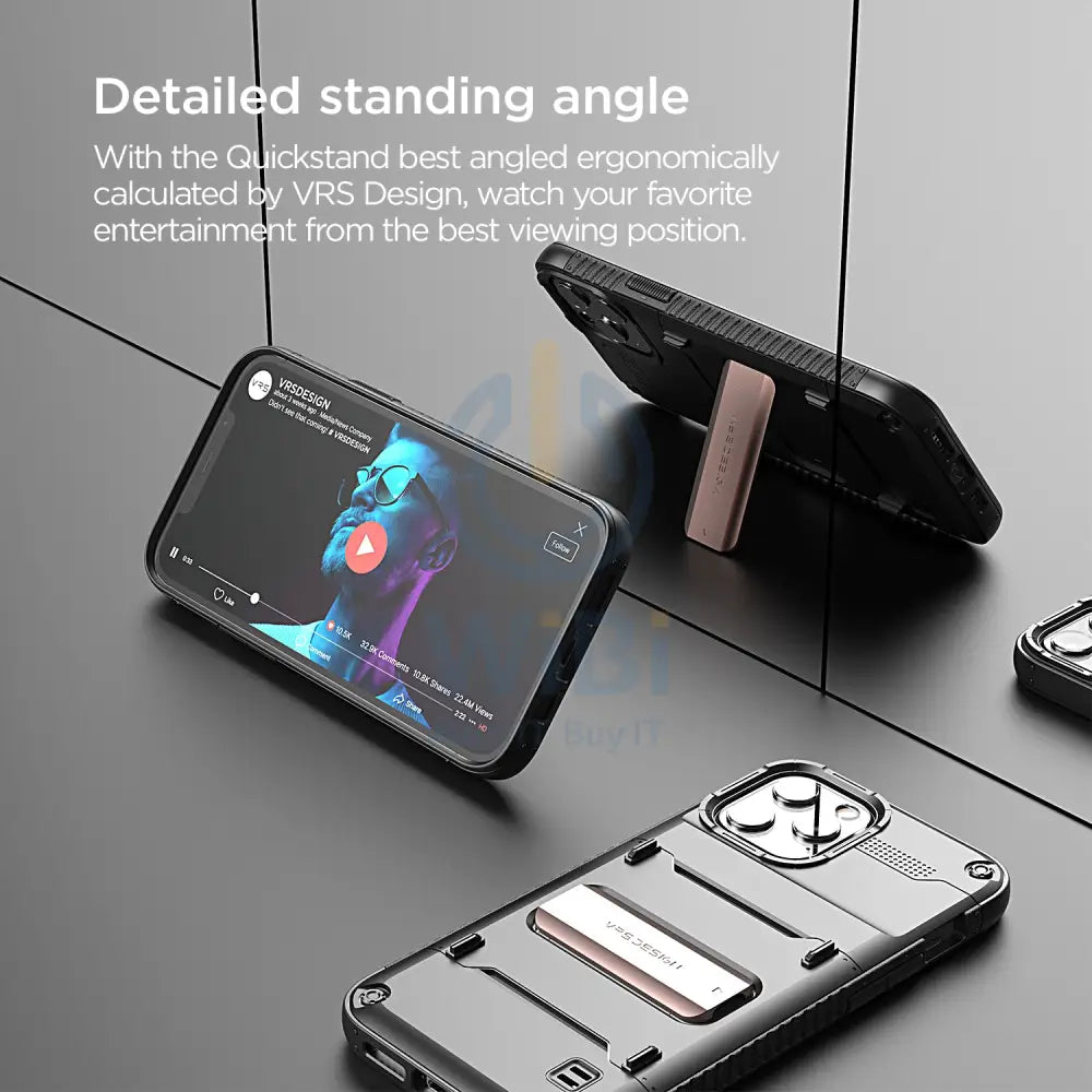VRS Design iPhone 12 / iPhone 12 Pro Quickstand Case - Black/Bronze Accessories > Mobiles & Tablets