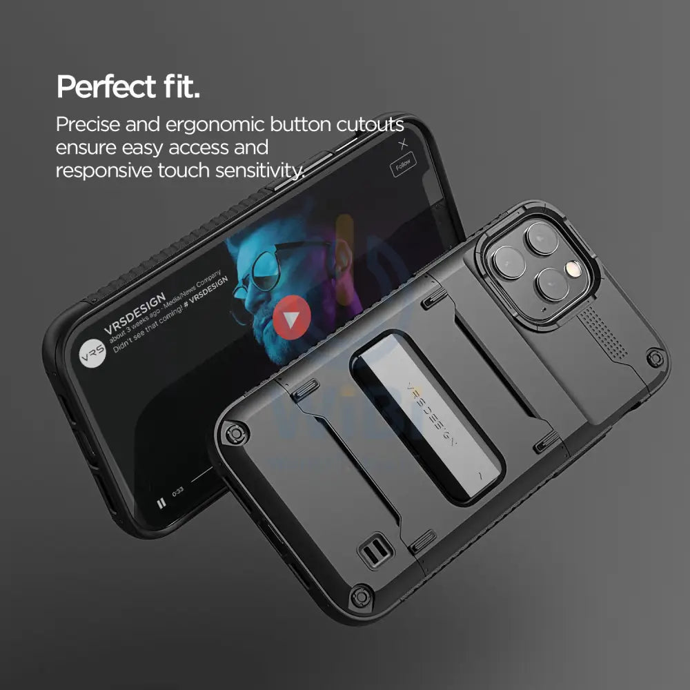 VRS Design iPhone 12 / iPhone 12 Pro Quickstand Case - Black/Metal Black Accessories > Mobiles & Tablets