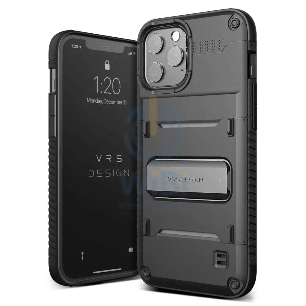 VRS Design iPhone 12 / iPhone 12 Pro Quickstand Case - Black/Metal Black Accessories > Mobiles & Tablets