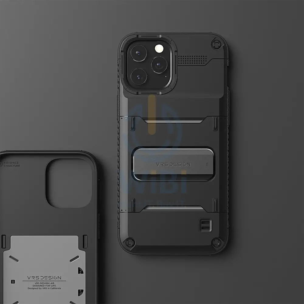 VRS Design iPhone 12 / iPhone 12 Pro Quickstand Case - Black/Metal Black Accessories > Mobiles & Tablets