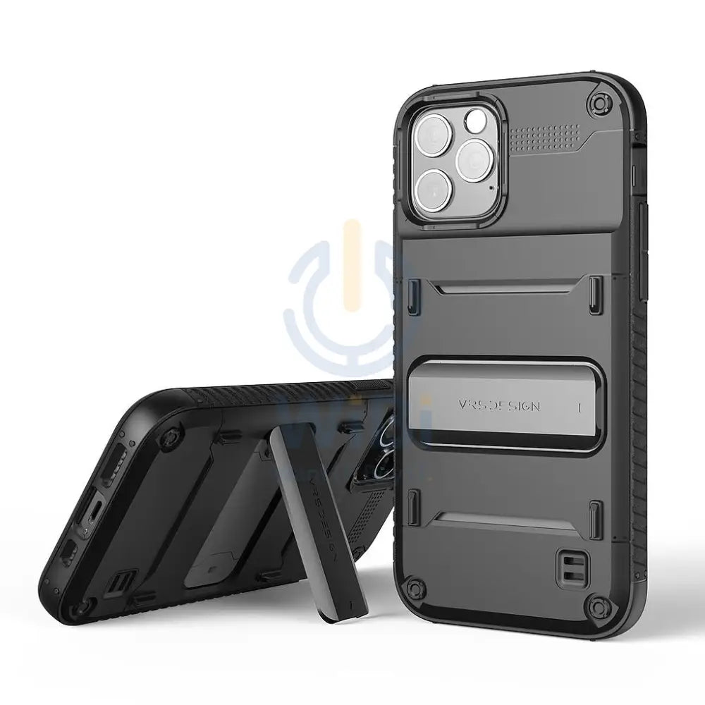 VRS Design iPhone 12 / iPhone 12 Pro Quickstand Case - Black/Metal Black Accessories > Mobiles & Tablets