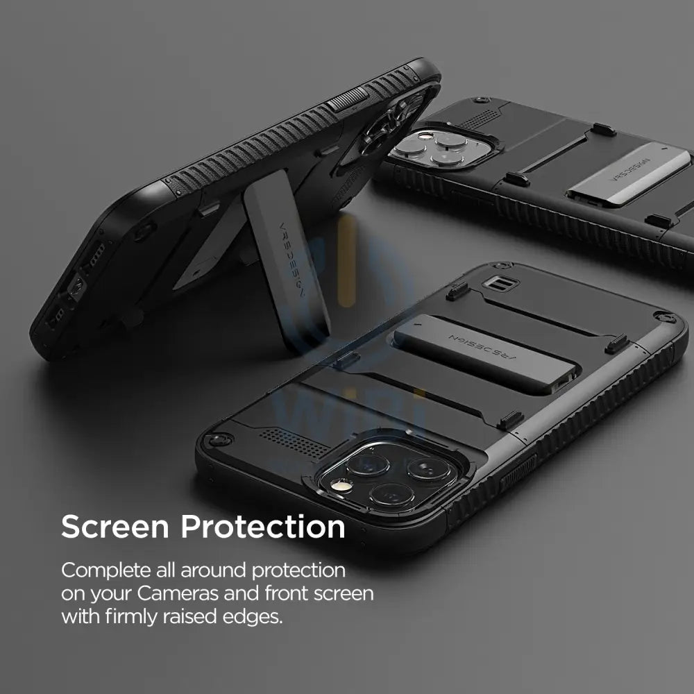 VRS Design iPhone 12 / iPhone 12 Pro Quickstand Case - Black/Metal Black Accessories > Mobiles & Tablets