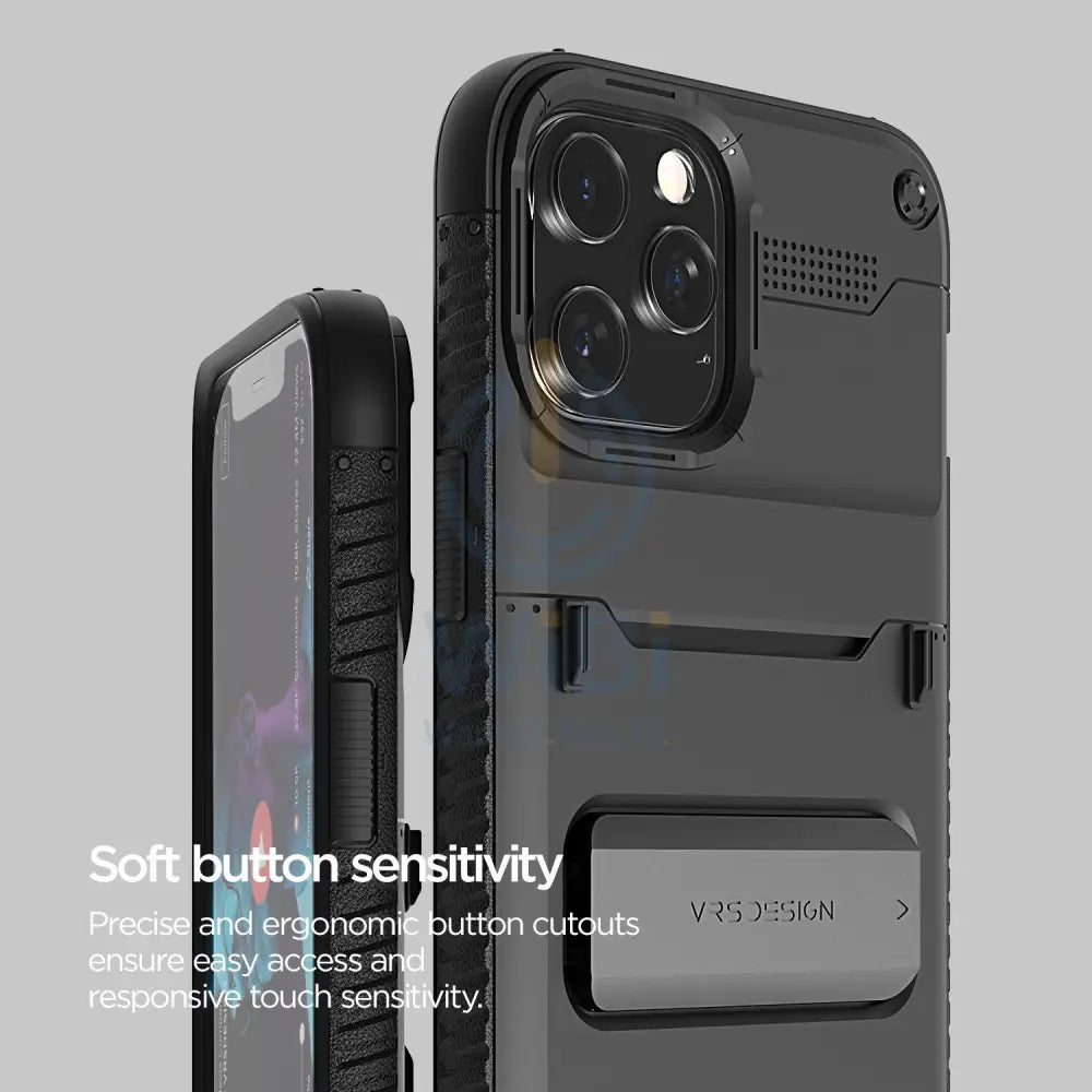 VRS Design iPhone 12 / iPhone 12 Pro Quickstand Case - Black/Metal Black Accessories > Mobiles & Tablets