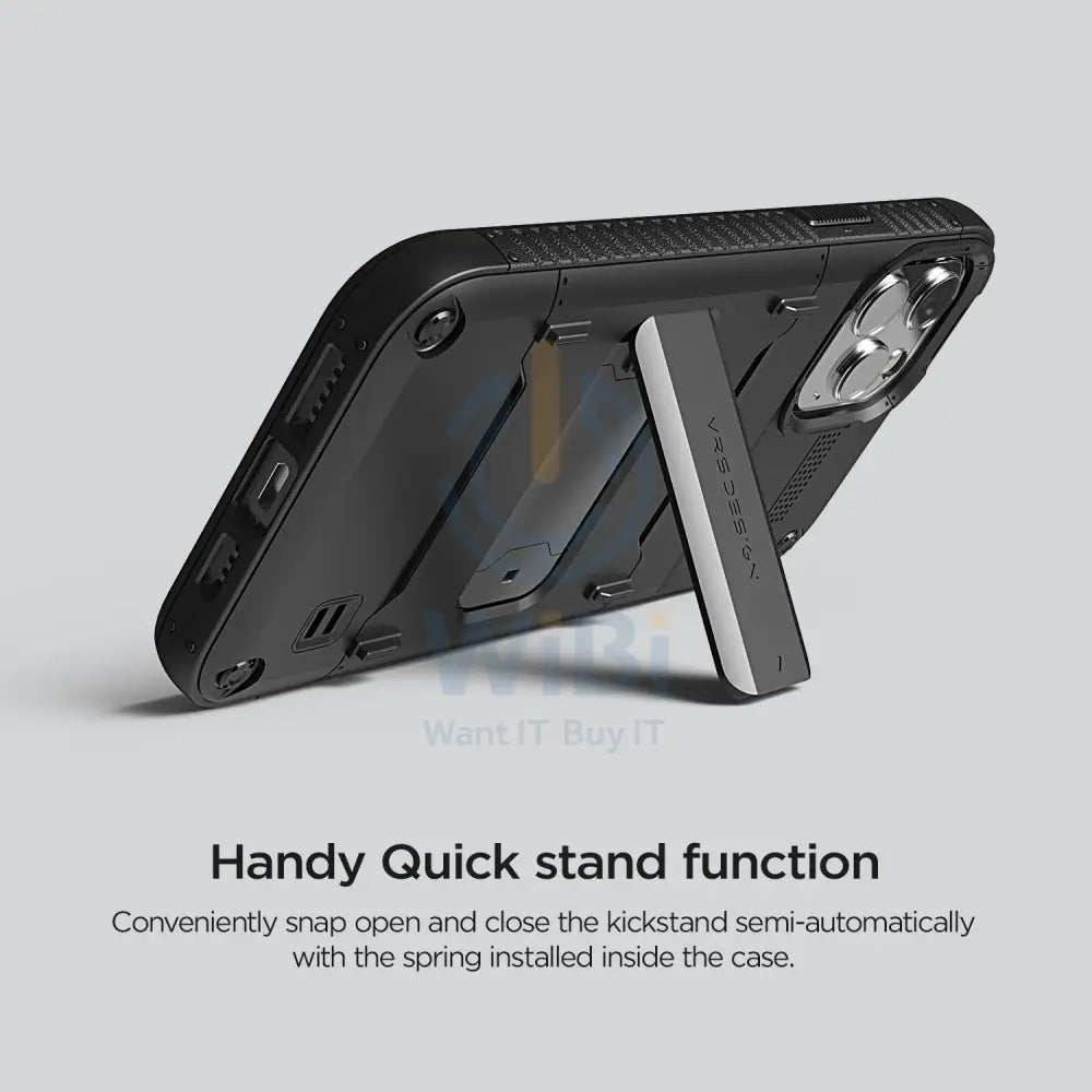 VRS Design iPhone 12 / iPhone 12 Pro Quickstand Case - Black/Metal Black Accessories > Mobiles & Tablets