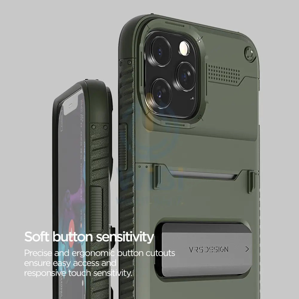 VRS Design iPhone 12 / iPhone 12 Pro Quickstand Case - Green/Metal Black Accessories > Mobiles & Tablets