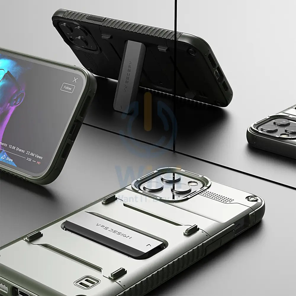 VRS Design iPhone 12 / iPhone 12 Pro Quickstand Case - Green/Metal Black Accessories > Mobiles & Tablets