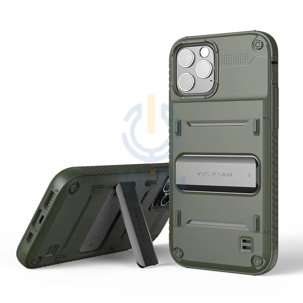 VRS Design iPhone 12 / iPhone 12 Pro Quickstand Case - Green/Metal Black Accessories > Mobiles & Tablets