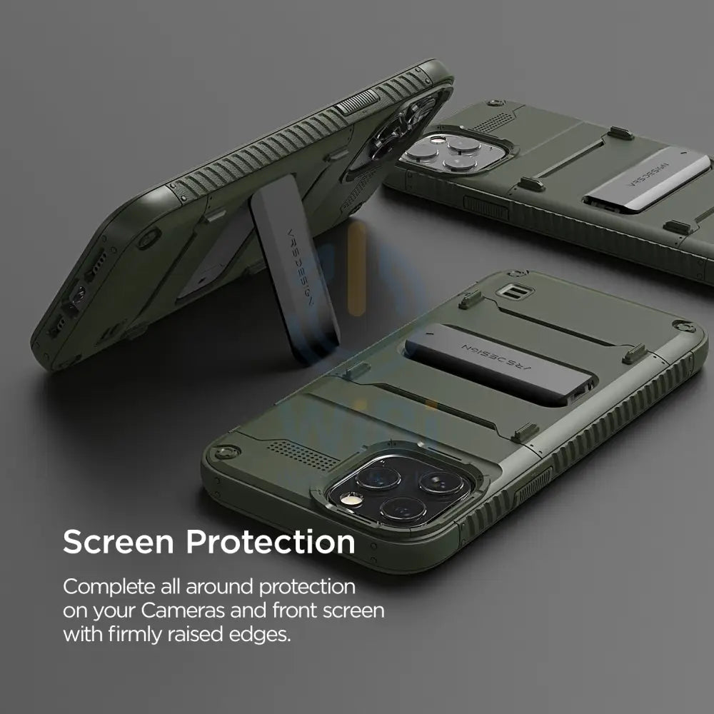 VRS Design iPhone 12 / iPhone 12 Pro Quickstand Case - Green/Metal Black Accessories > Mobiles & Tablets