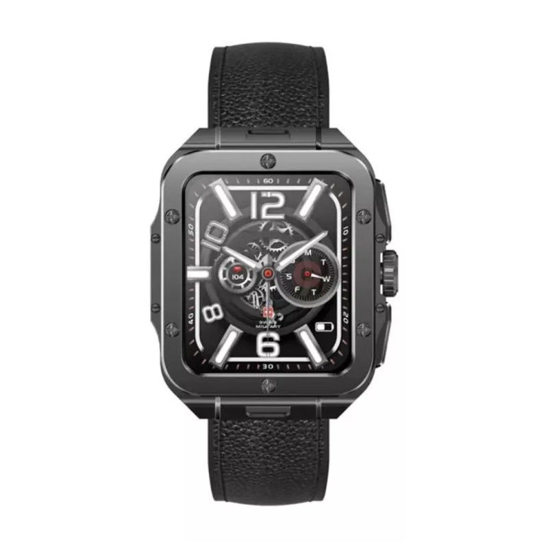 Swiss Military Smart Watch With Gun Metal Frame Black leather Strap Smart Watches