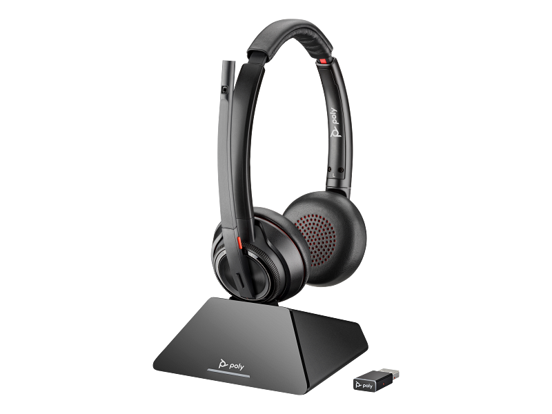 HP HP Poly Savi 8220 UC Microsoft Teams Certified DECT 1880-1900 MHz USB-A Headset - On-ear / Bluetooth 4.2 / Black