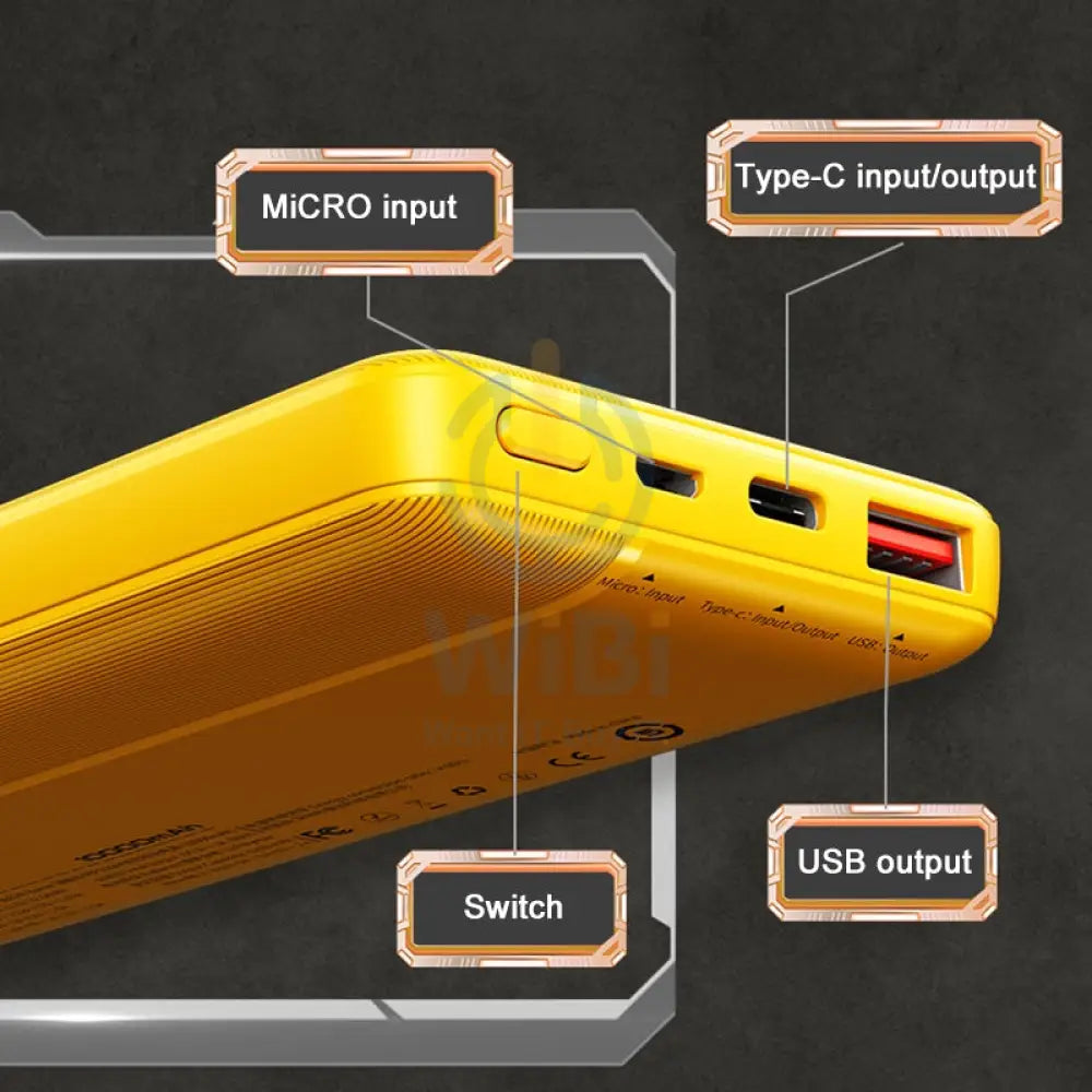 WEKOME WP-03 Tidal Energy Series 10000mAh 20W Fast Charge Power Bank - Yellow Accessories > Power Bank
