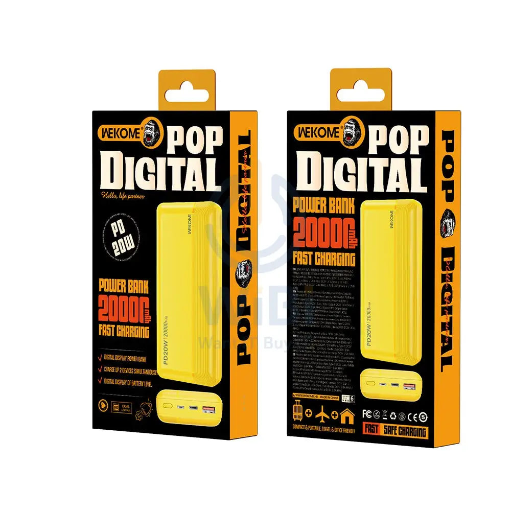 WEKOME WP-04 Tidal Energy Series 20000mAh 20W Fast Charge Power Bank - Yellow Accessories > Power Bank