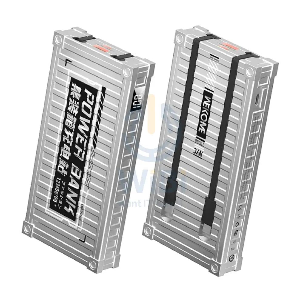 Wekome WP-339 10000mAh Container Series 22.5W Super Fast Charging Power Bank with Cable - Silver Accessories > Power