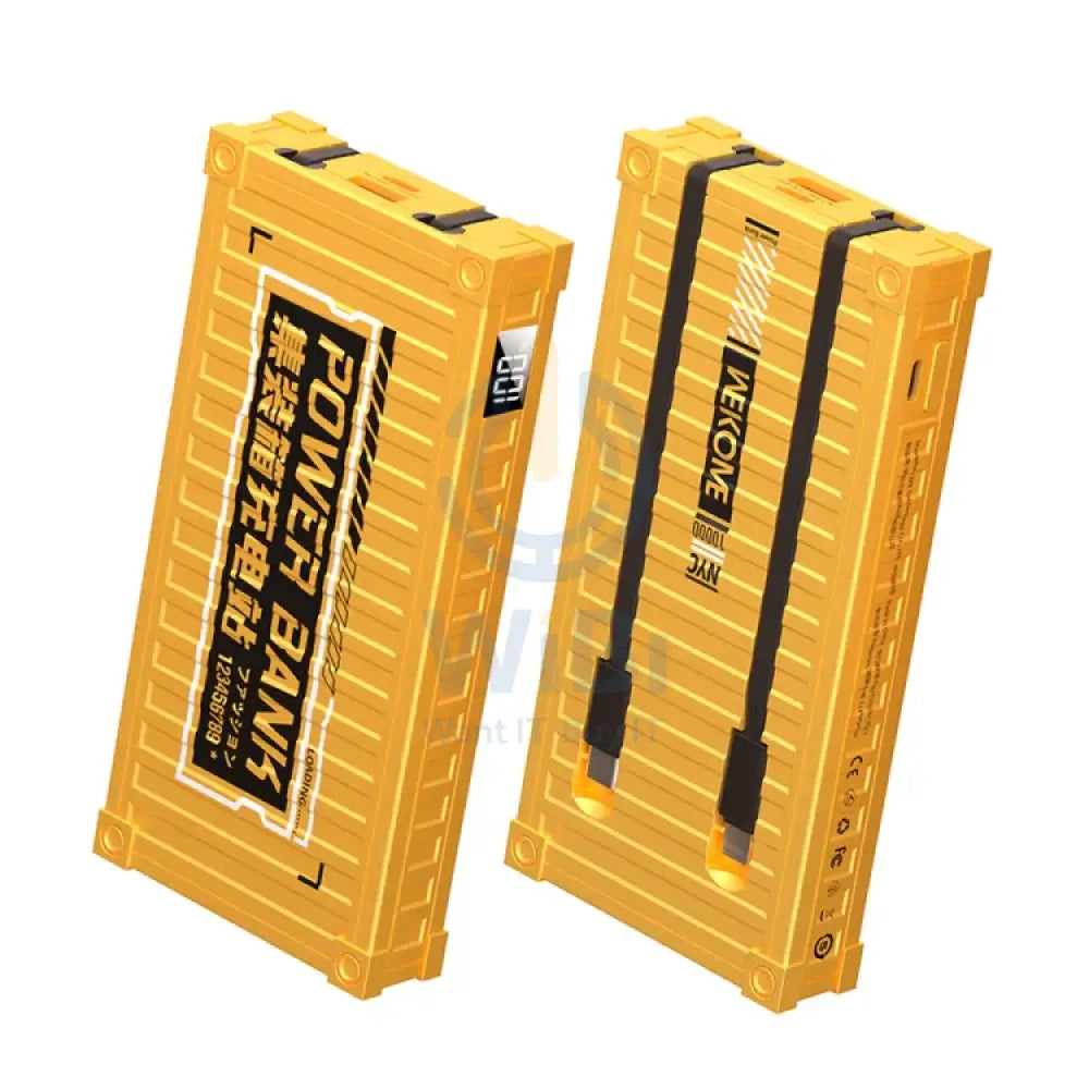 Wekome WP-339 10000mAh Container Series 22.5W Super Fast Charging Power Bank with Cable - Yellow Accessories > Power