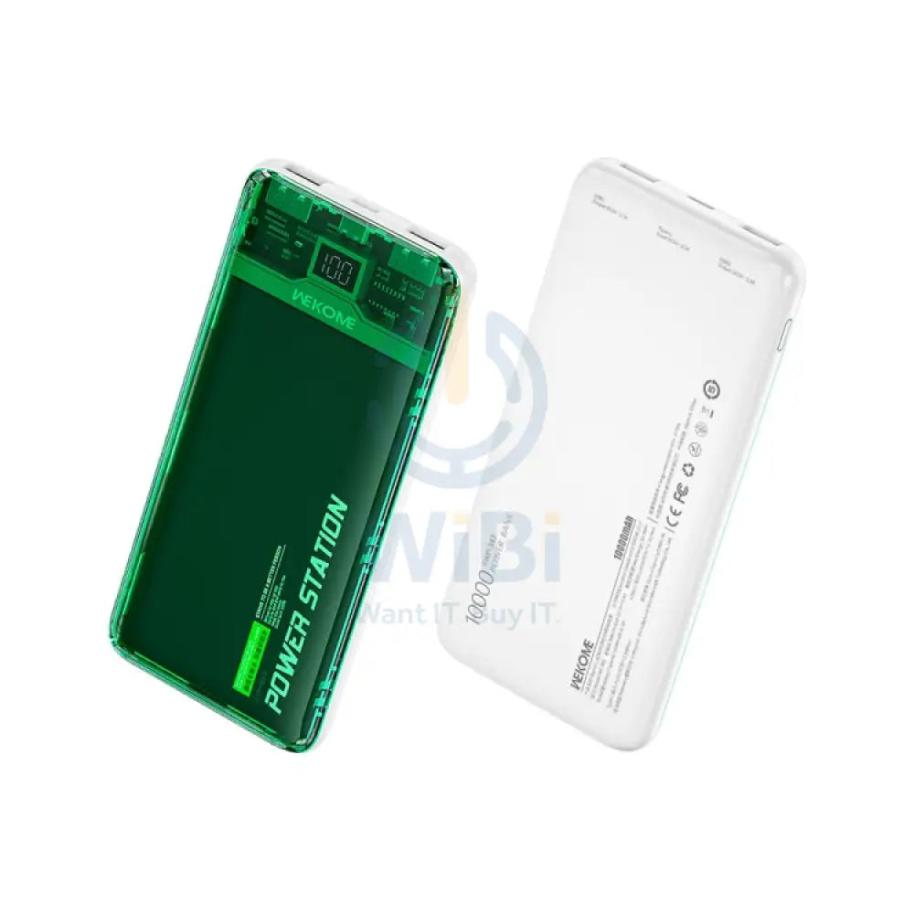 Wekome WP-343 10000mAh Pioneer 2 Generation Transparent Fast Charge Power Bank - Green Accessories > Power Bank