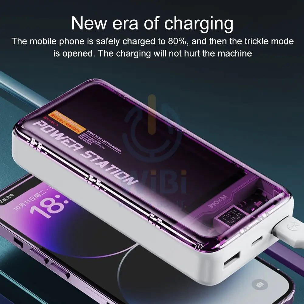 Wekome WP-343 10000mAh Pioneer 2 Generation Transparent Fast Charge Power Bank - Prpule Accessories > Power Bank