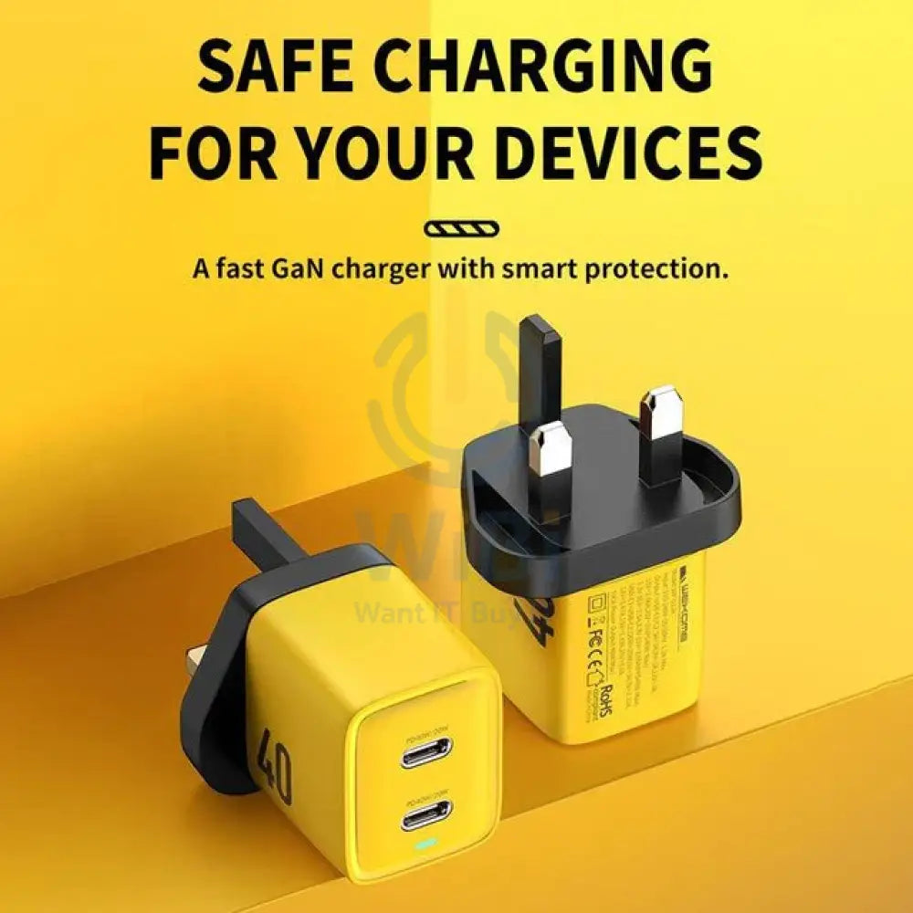 Wekome WP-U128 40W Dual USB-C/Type-C Interface Gallium Nitride Charger Accessories > Power Adapters