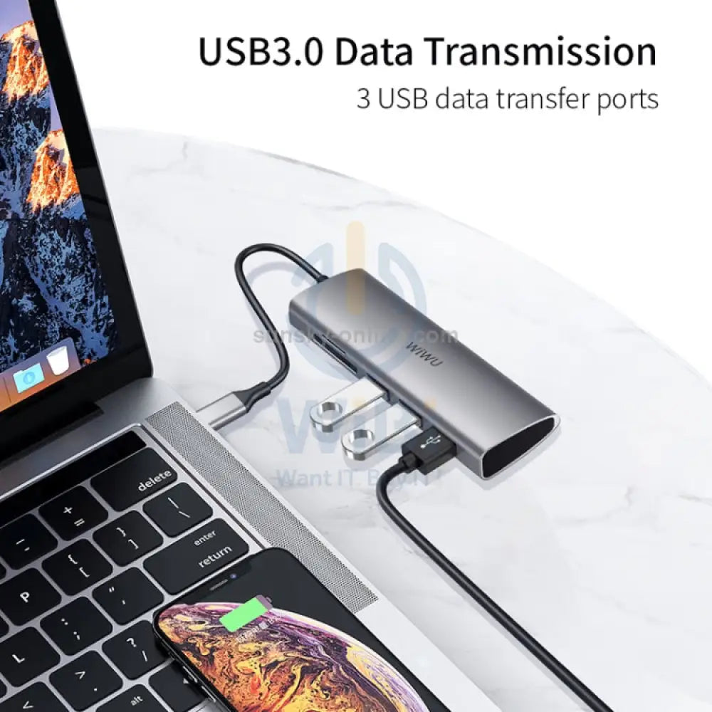 Wiwu Alpha A532St Type-C Hub 5 In 1 - Gray Accessories > USB Hub