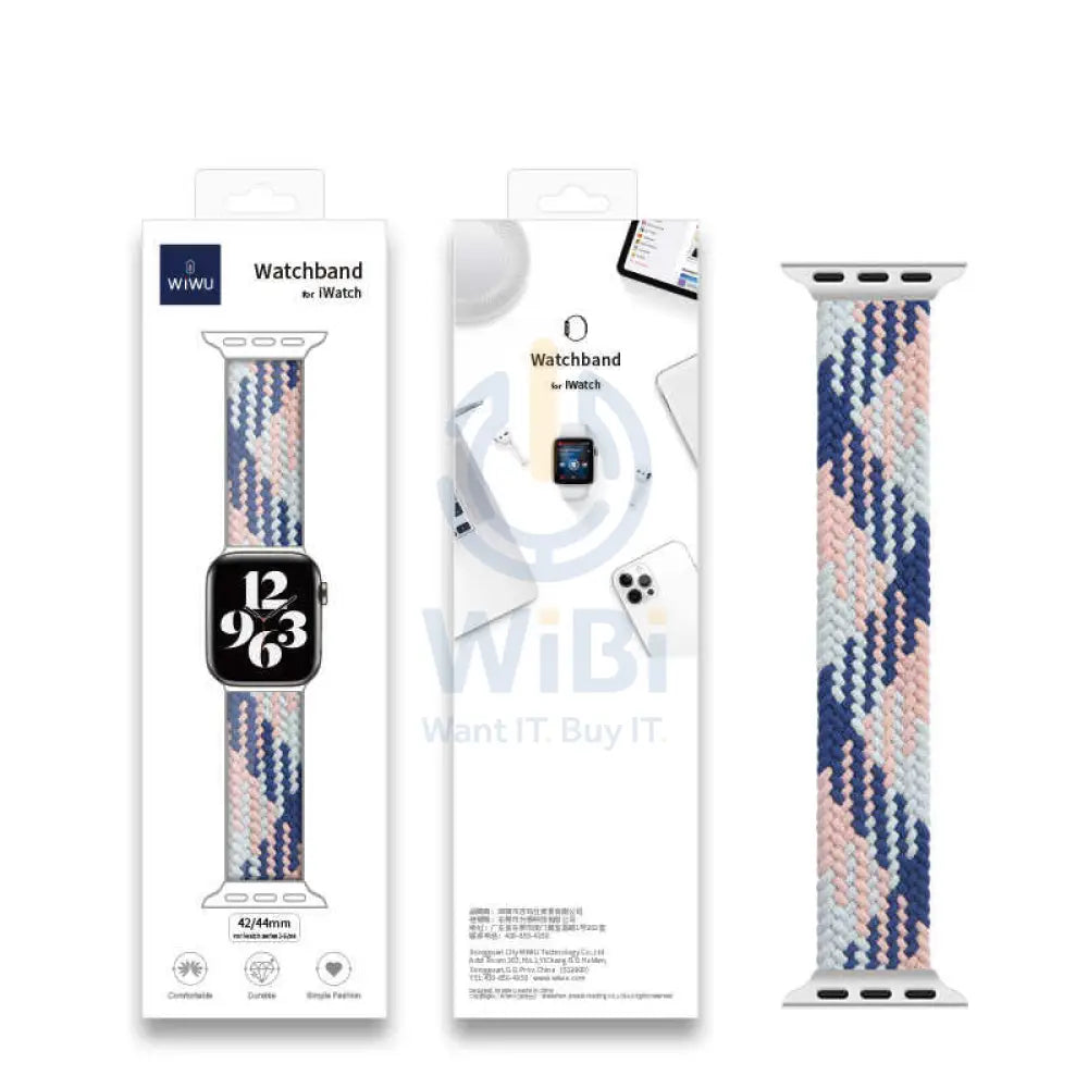 Wiwu Braided Loop Watch Band - Apple Watch 42/44/45/49mm / Pink/Blue/Dark Blue Accessories > Smart Watches > Straps