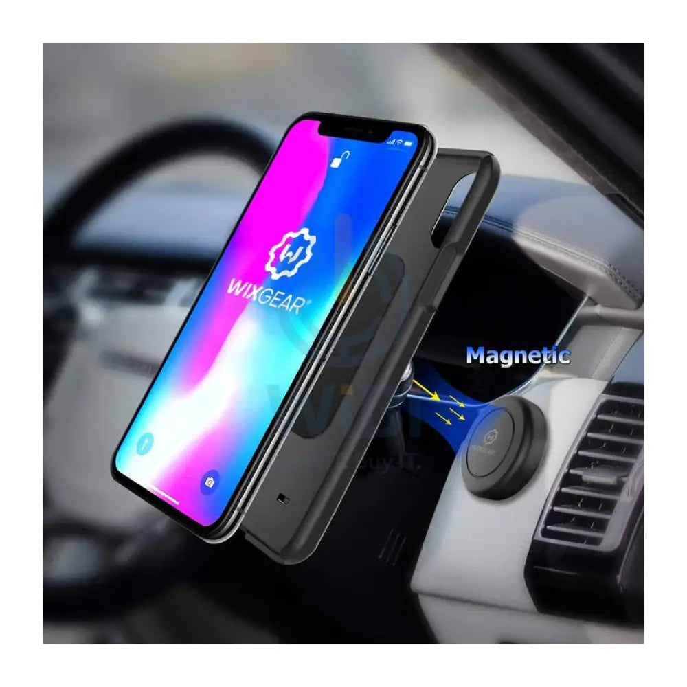 WIXGEAR Magnetic Flat Stick Car Mount - Black Accessories > Mobiles & Tablets > Mobiles > Mobile Holder / Stands