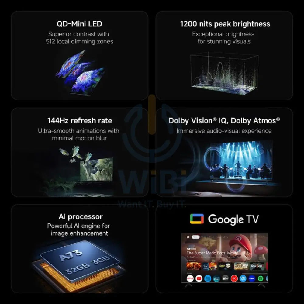 Xiaomi TV S Mini LED 75’’ LED / 144Hz / HDMI / USB 2.0 / Bluetooth / Wi Fi / LAN Dark Gray Accessories > Smart Devices