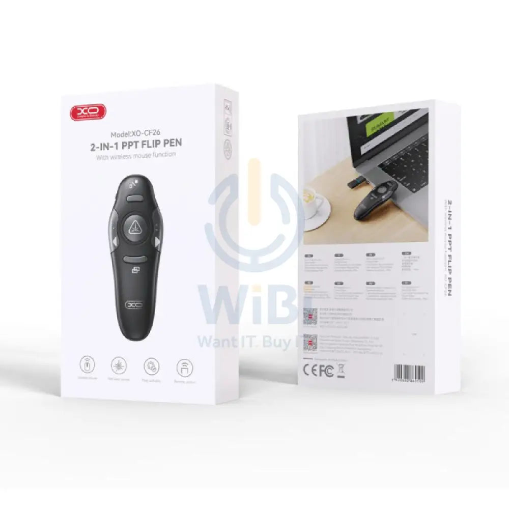XO CF26 2-In-1 PPT Flip Pen with wireless Mouse Function - Black Accessories > Keyboard & Mouse