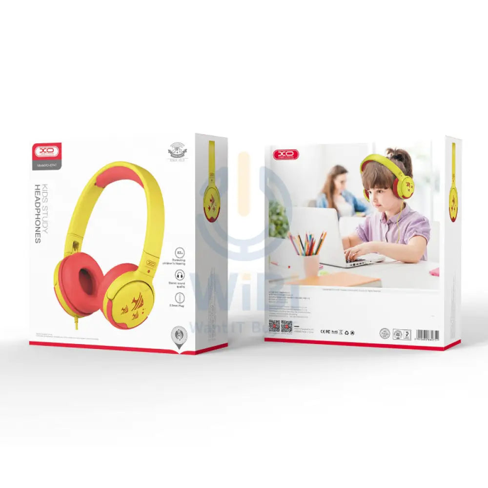 XO EP47 Kids Wired Headphone Wired / 1.2 Meter / Red/Yellow Accessories > Audio > Headphones