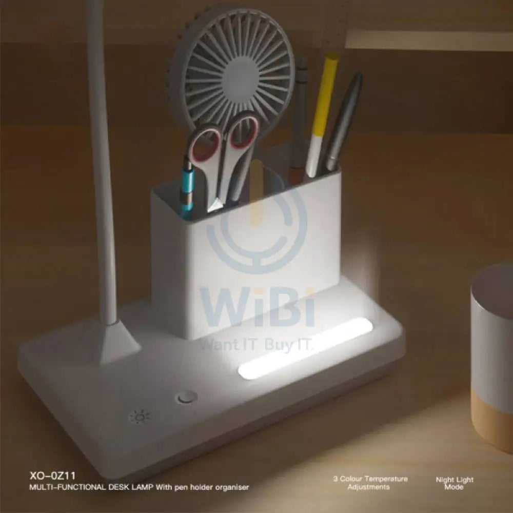 XO OZ11 3-Color Multi-Speed Table Lamp with Night Light - 2400mAh / White Accessories > Smart Devices