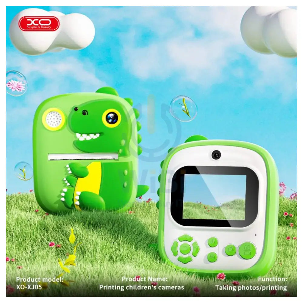 XO XJ05 Front and Back Kids Print Camera with Silicone Cover - Green Accessories > Smart Devices