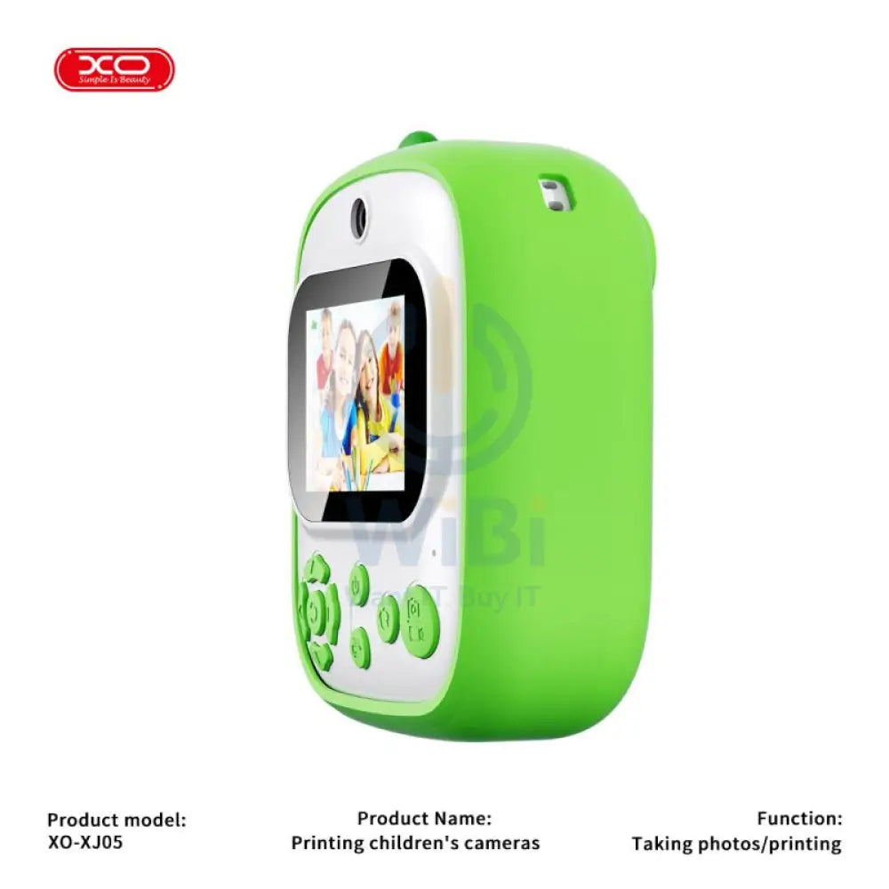 XO XJ05 Front and Back Kids Print Camera with Silicone Cover - Green Accessories > Smart Devices