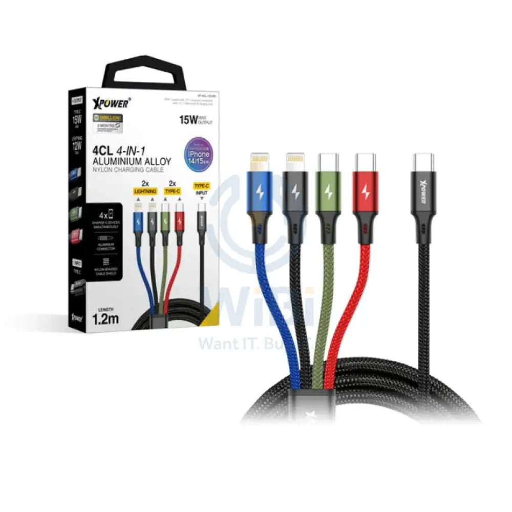 Xpower 4CL 4-in-1 Cable - 1.2 Meter / Black Accessories > Cables & Converters > Cables