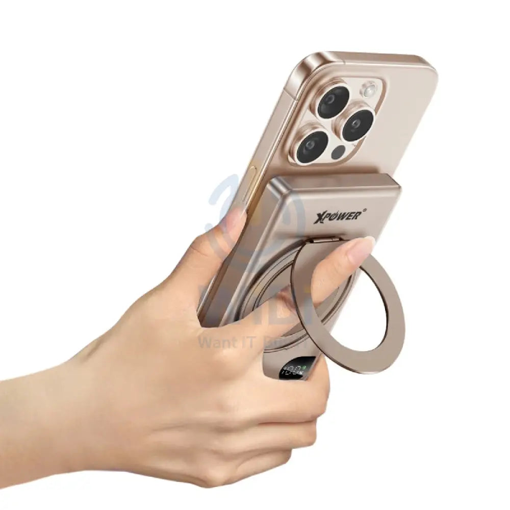 Xpower 6-in-1 Wireless Ultra Thin Power Bank With Stand - 10000mAh / 20W / Desert Titanium Accessories > Power Bank