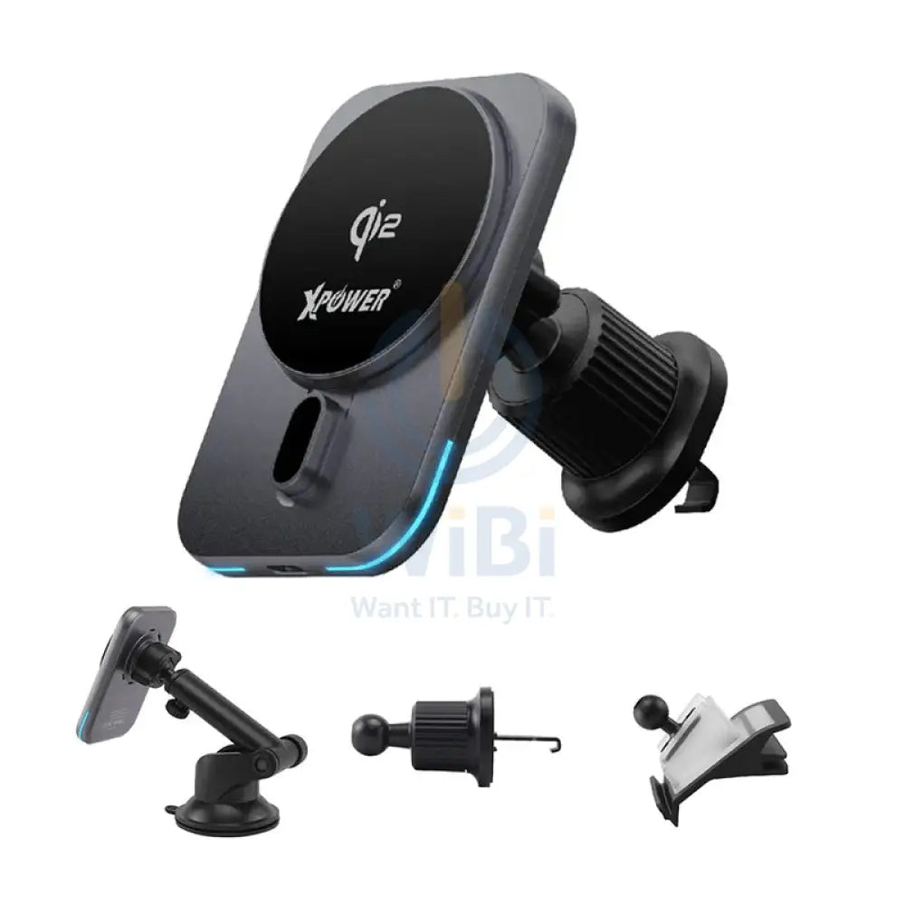 XPower CMM11 3in1 Wireless Charging Car Mount Holder - 15W / Grey Accessories > Mobiles & Tablets > Mobiles > Car