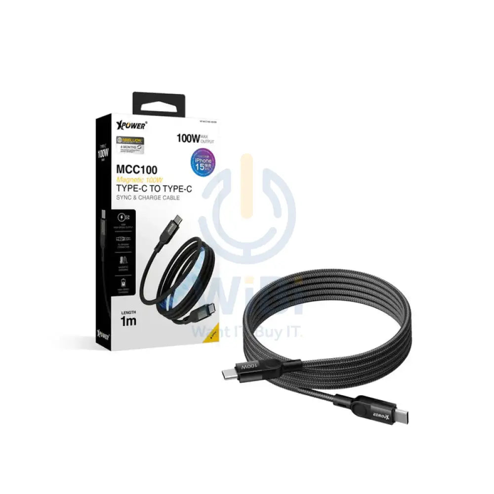 XPower MCC100 Magnetic Cable - 1 Meter / 100W / Type-C / Black Accessories > Cables & Converters > Cables