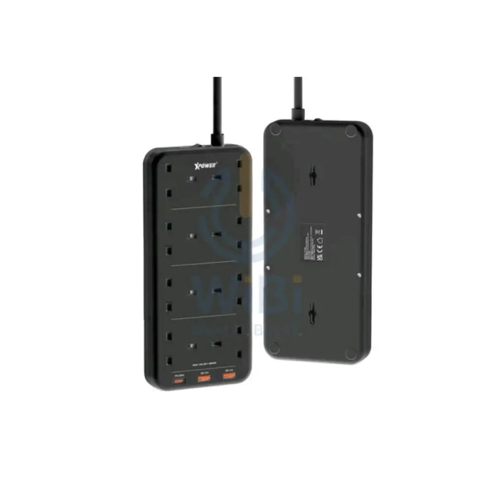 XPower PS8A 11 Output Sockets Power Strip - 3250W / 1 x Type-C / 2 x USB 3.0 / Black Accessories > Power > Power