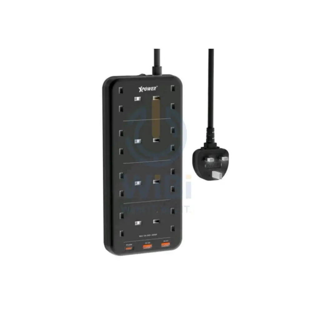 XPower PS8A 11 Output Sockets Power Strip - 3250W / 1 x Type-C / 2 x USB 3.0 / Black Accessories > Power > Power