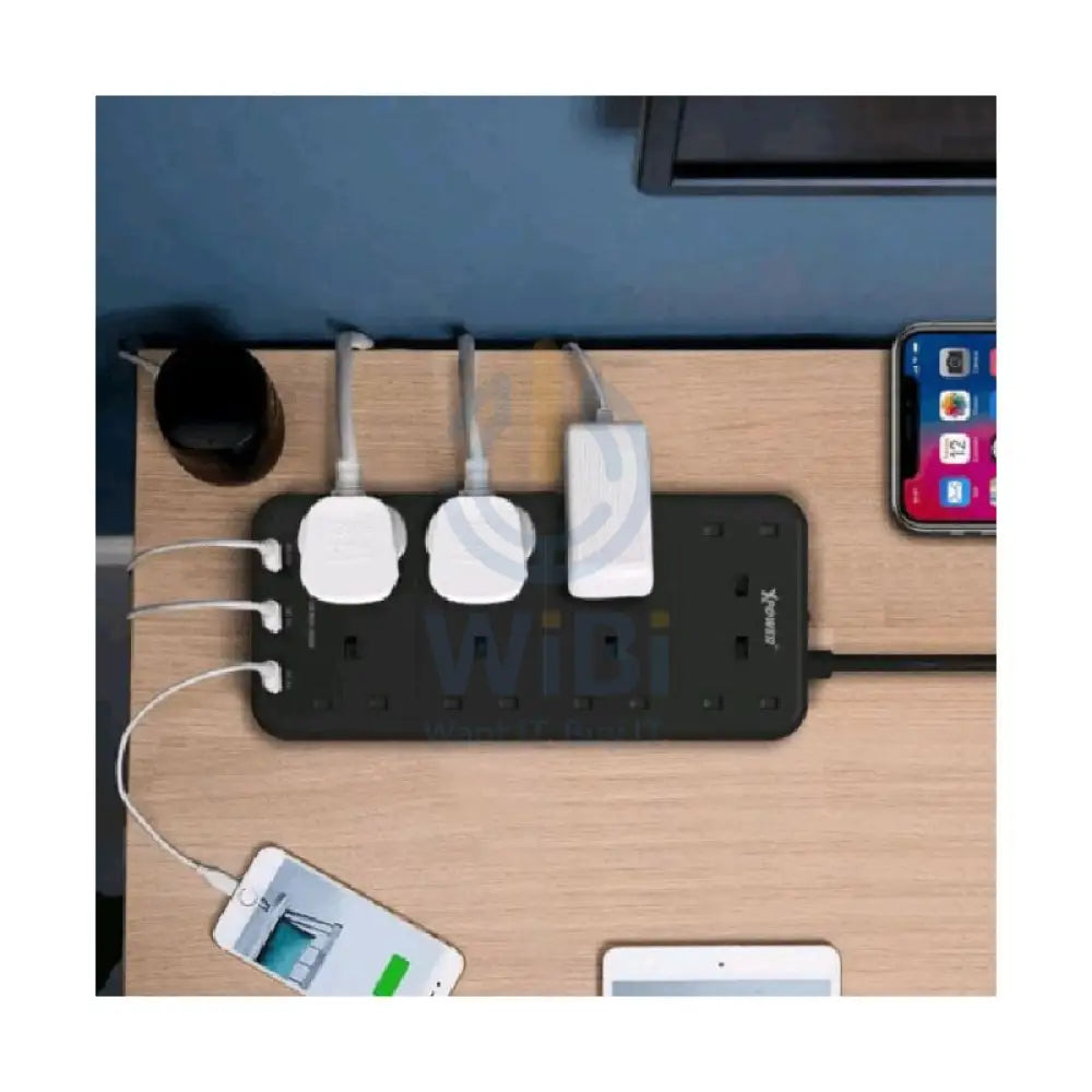 XPower PS8A 11 Output Sockets Power Strip - 3250W / 1 x Type-C / 2 x USB 3.0 / Black Accessories > Power > Power