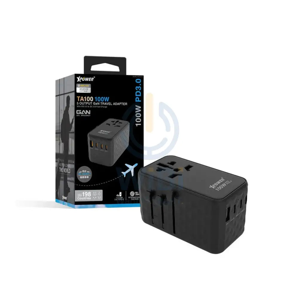 XPower TA100 5 Output Gan PD Travel Adapter - 100W / Black Accessories > Power Adapters