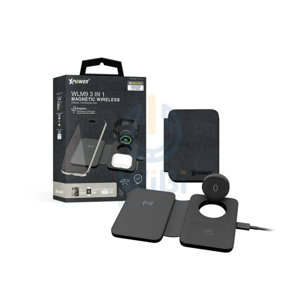 XPower WLM9 3 In 1 Magnetic Wireless Charging Pad - 15W / Black Accessories > Power Adapters