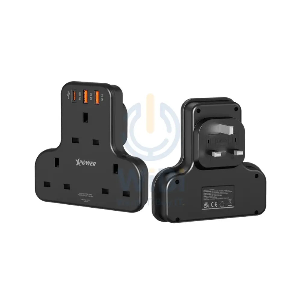 XPower WSS2 3 x Outlet T-Shaped Extension Socket - 20W / Black Accessories > Power > Power Protection > Surge Protector