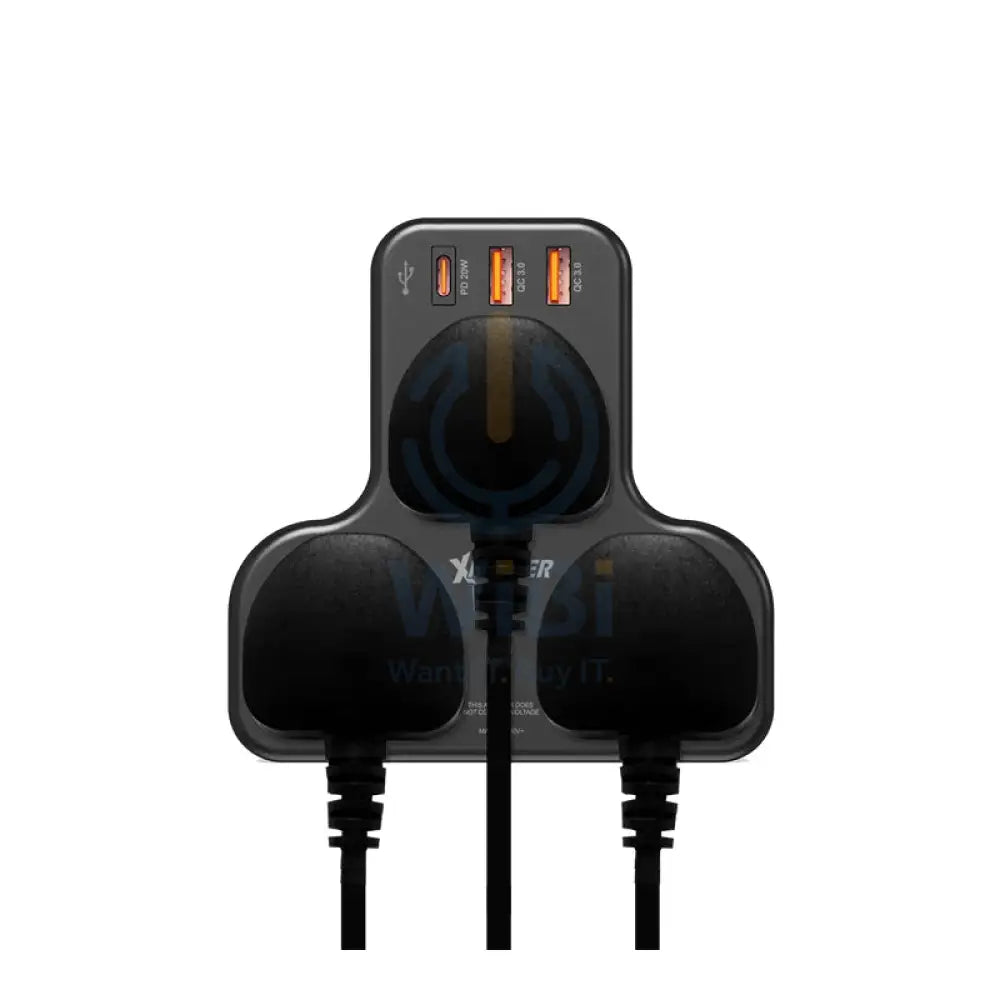 XPower WSS2 3 x Outlet T-Shaped Extension Socket - 20W / Black Accessories > Power > Power Protection > Surge Protector