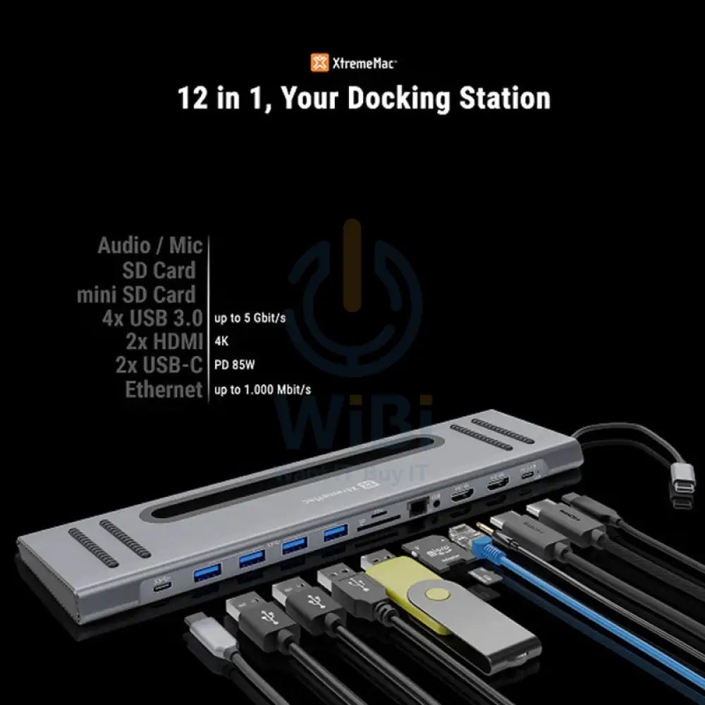 Xtrememac Docking Hub Station 12-ports / USB-C - Space Grey Accessories > Cables & Converters > Cables > Offer Zone
