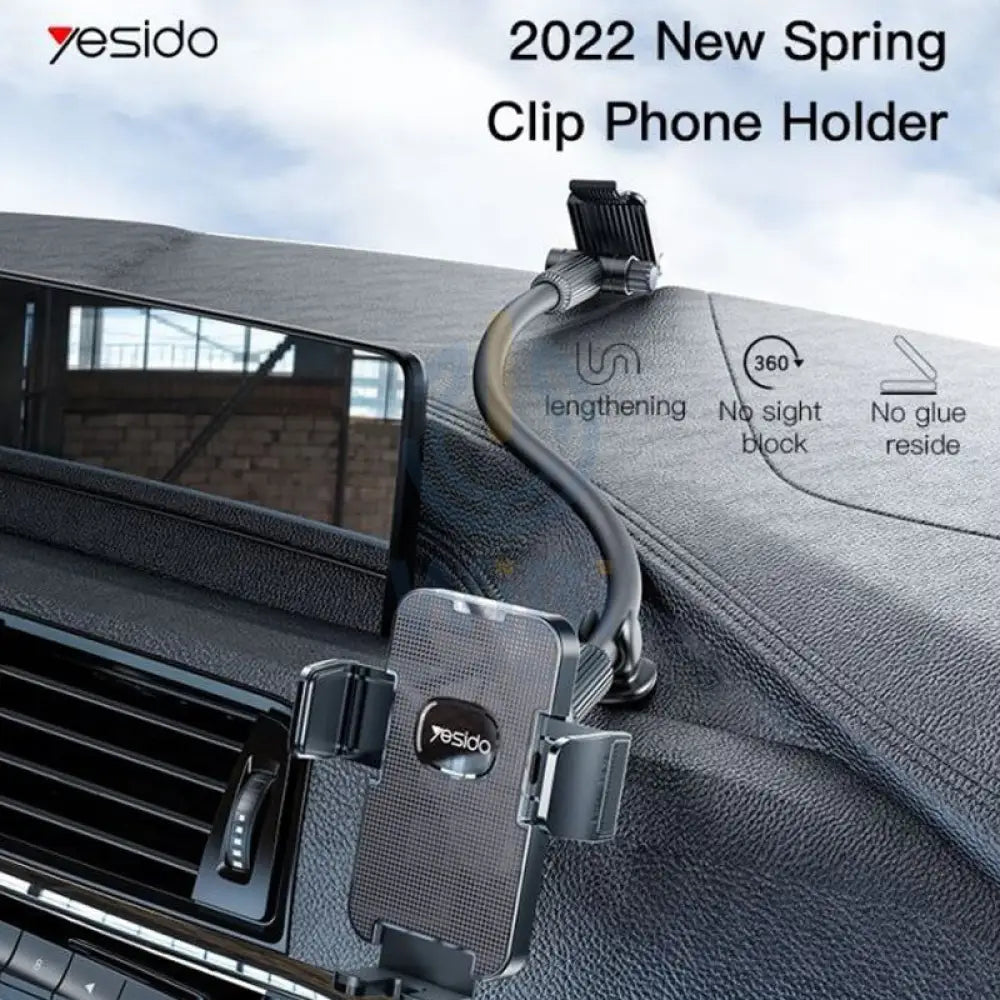 Yesido C137 360 Arm Truck Car Adjustable Spring Clip Phone Holder - Black Accessories > Mobiles & Tablets > Mobiles >