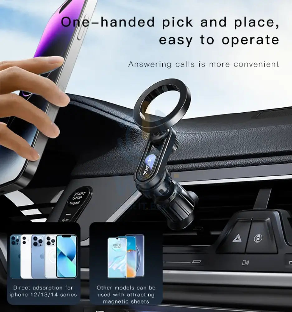 Yesido C157 Magsafe Metal Magnetic Car Phone Stand – Black Accessories > Mobiles & Tablets > Mobiles > Mobile Holder
